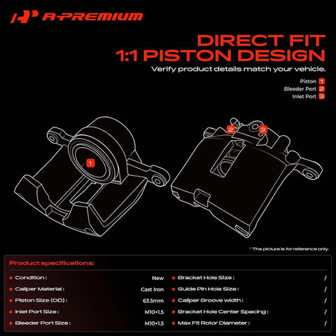 A-Premium Front Left and Right Side Disc Brake Caliper without Bracket