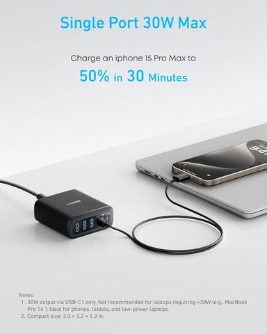 Anker Desktop Charger, Fast Charging USB C Charger with 112W Max 6-Port