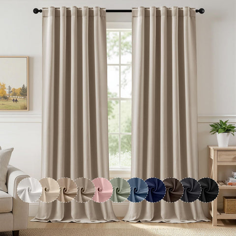MIULEE Taupe Pinch Pleat Blackout Curtains 40x120 Inch Length 2 Panels Set