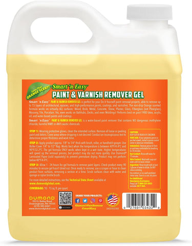 Smart 'n Easy Paint & Varnish Remover Gel - Do It Yourself Friendly Paint Remover - Strips Multiple Layers of Acrylic, Latex, Oil & Water-Based Paints & Varnishes - 32oz