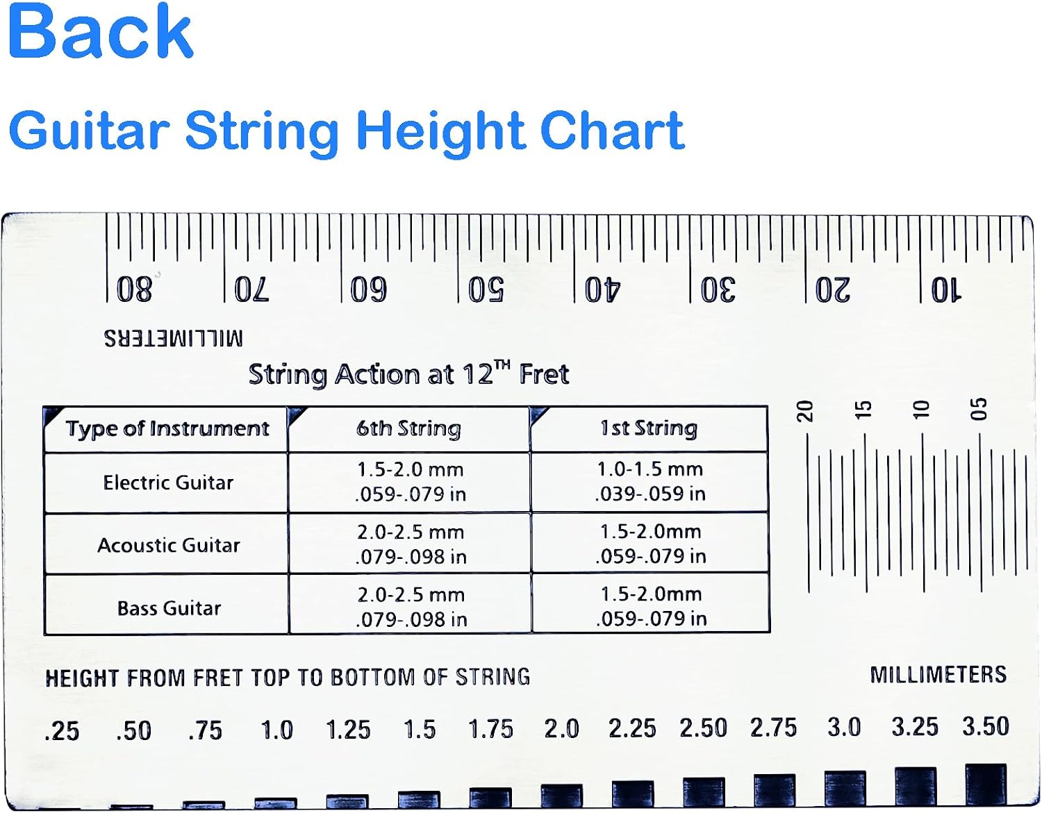 Guitar Action Gauge Ruler, String Height Gauge for Guitar