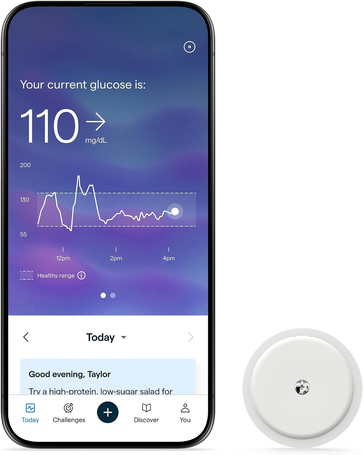 Lingo Continuous Glucose Monitor (CGM). 24/7 Glucose Tracking