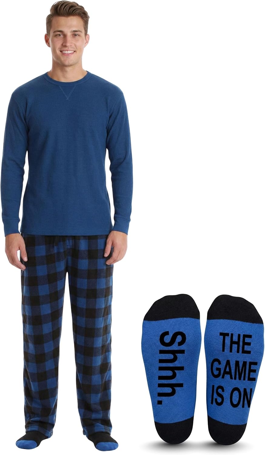 #followme Mens Microfleece Pajama Pants Set with Socks