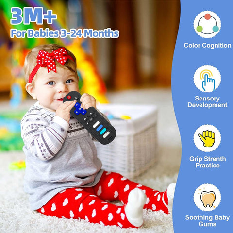 2-Pack Baby Teething Toys-TV Remote Control Shape Silicone Infants Teething Toys for Babies 0-18 Months,BPA-Free (2packs-Black)