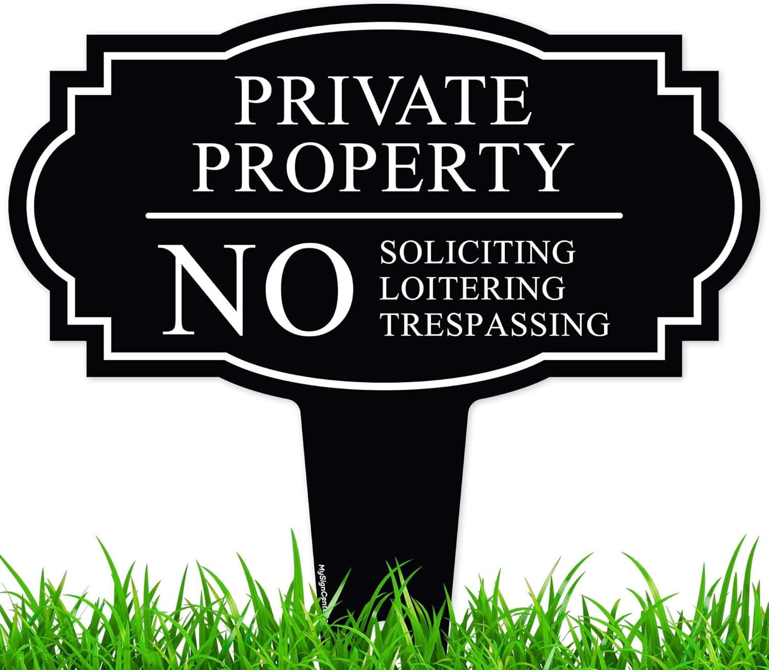 Private Property No Soliciting Liotering Trespassing Sign, Inground 11x11 Inches, Rust Free ACM, Fade Resistant, Made in USA by My Sign Center