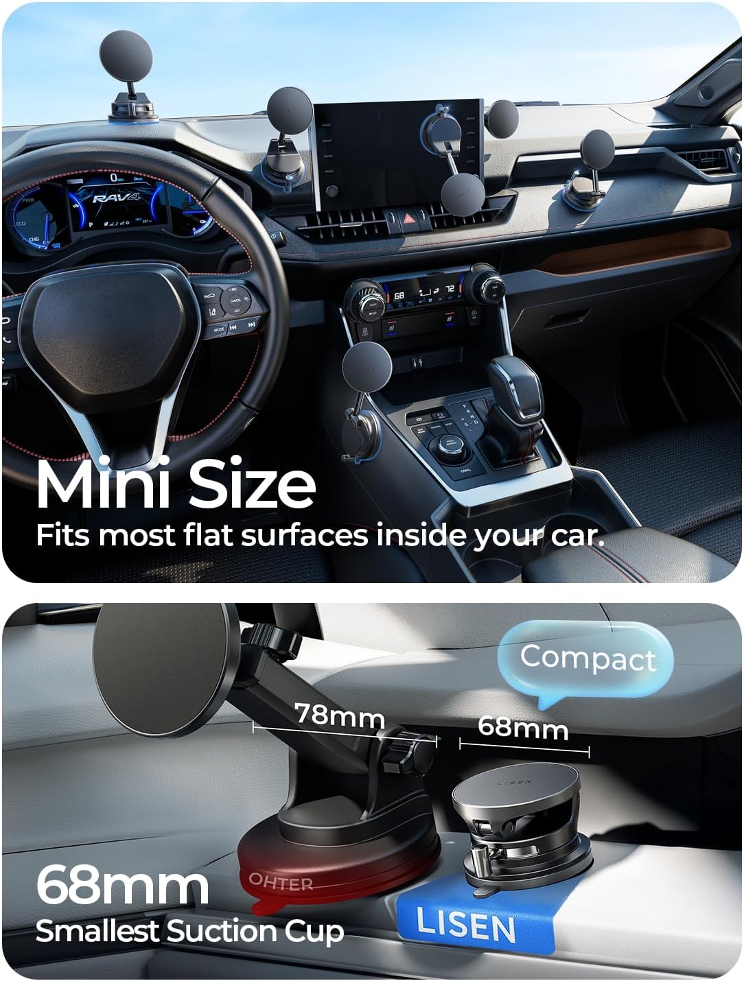 LISEN 15W MagSafe Car Mount Charger, Magnetic Wireless Car Phone Holder