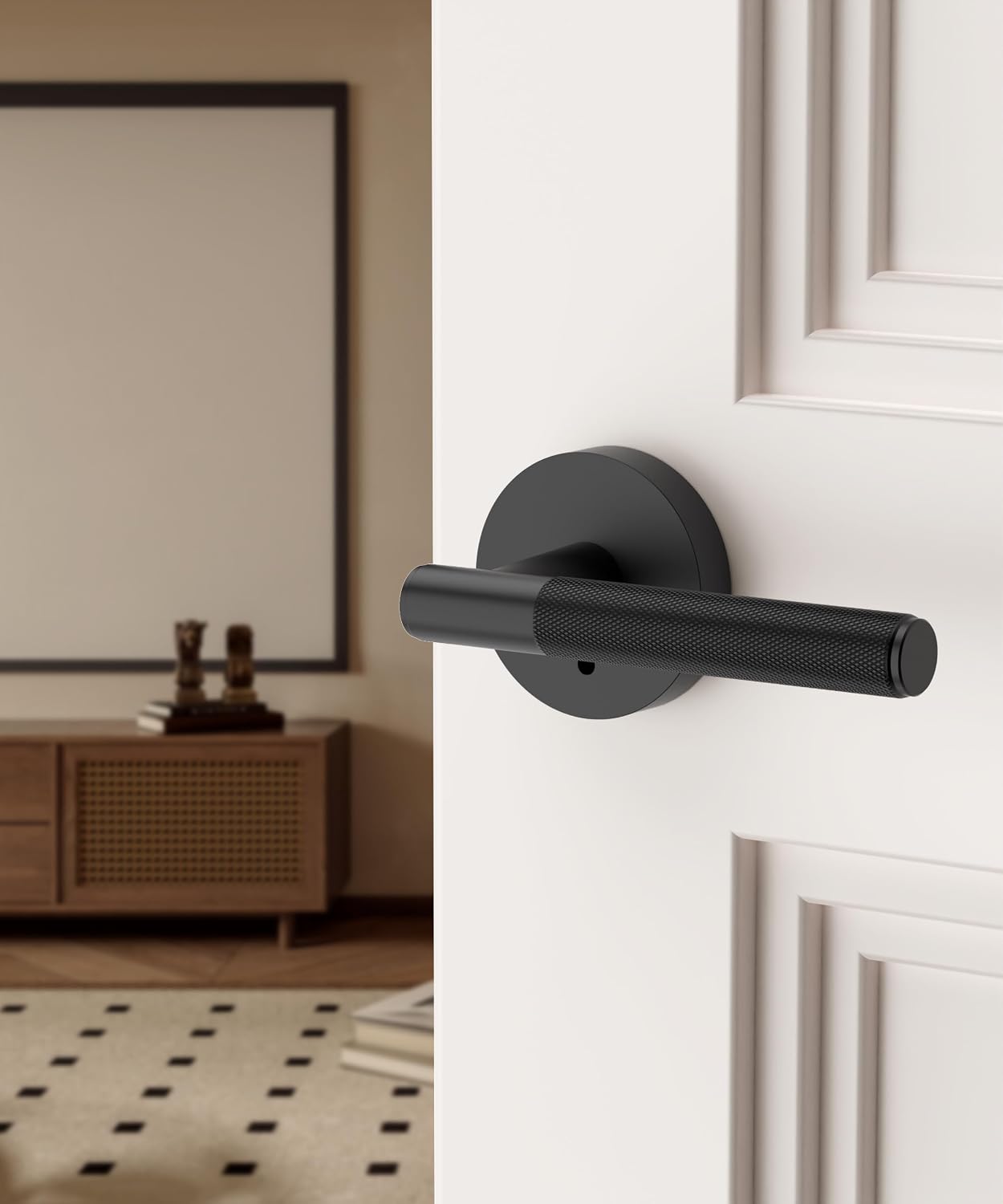 Asidrama 4 Pack Matte Black Privacy Interior Door Handles