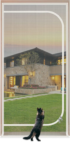 Upgraded Pet Screen Door,Fits Door Opening Size 36''x 81'',Thickened Cat Resistant Mesh Screen Door for Living Room,Kitchen,Bedroom,Cat Proof Screen with Zipper Closure.