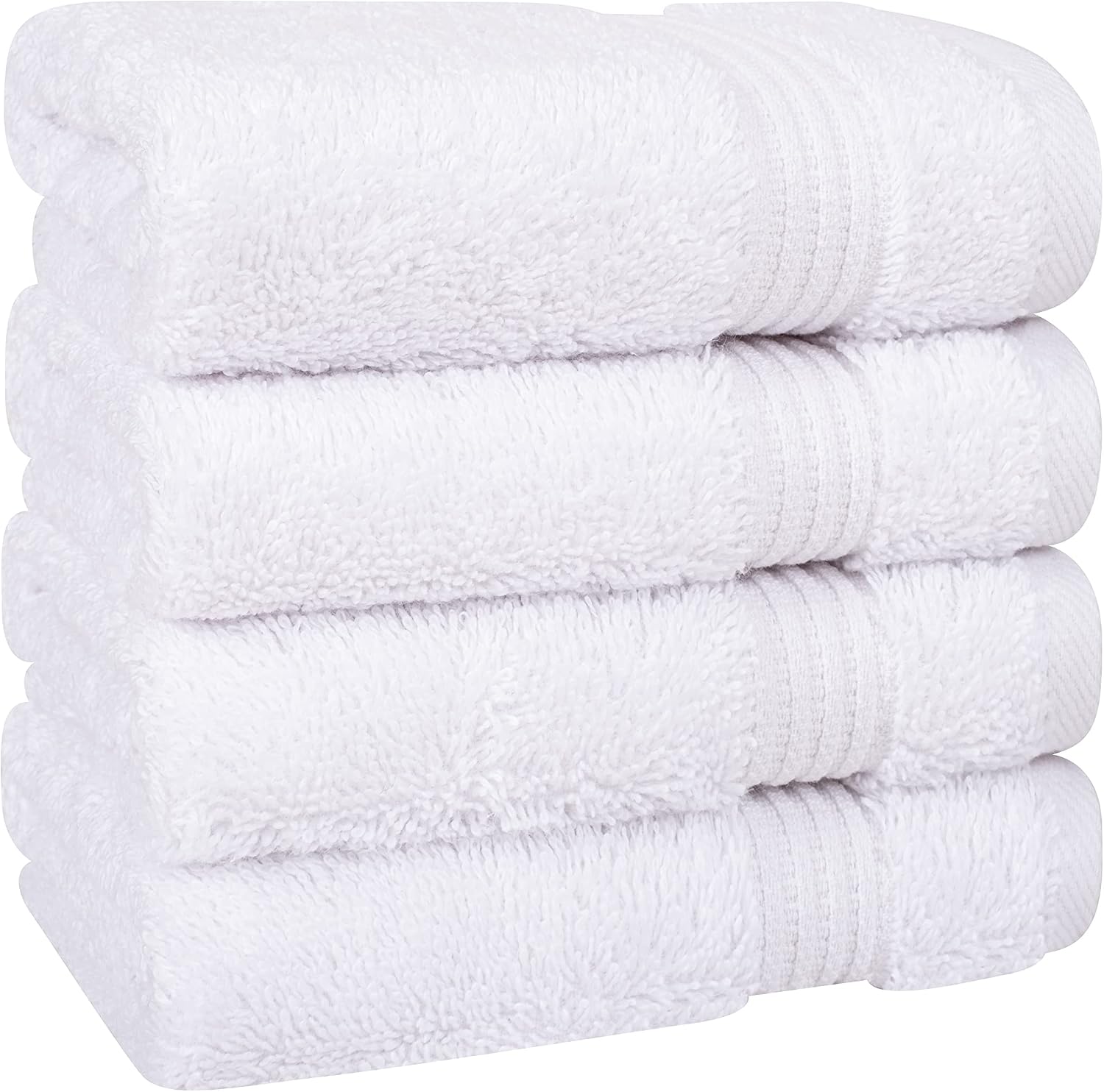 Cotton Paradise 100% Cotton Turkish Towel Set, Soft Absorbent Quick Dry, 4 Piece Washcloth Set, Snow White