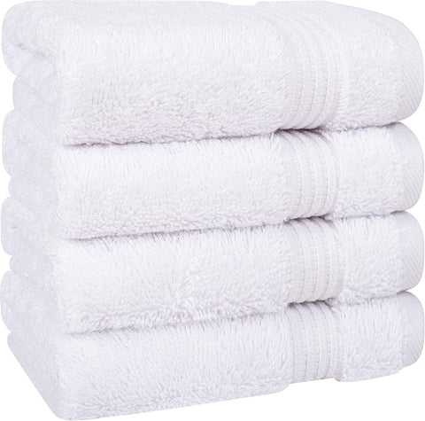 Cotton Paradise 100% Cotton Turkish Towel Set, Soft Absorbent Quick Dry, 4 Piece Washcloth Set, Snow White