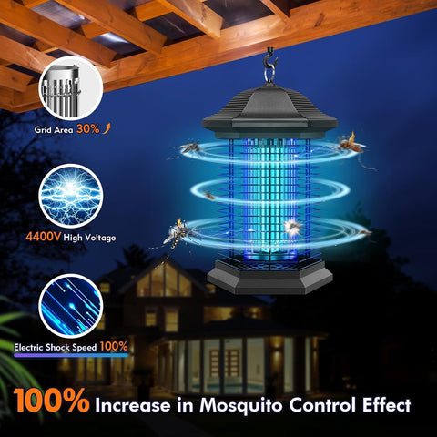 AMUFER Bug Zapper Outdoor & Indoor, 18W & 4400V, 1/2 Acre, 5.5-Ft Cord