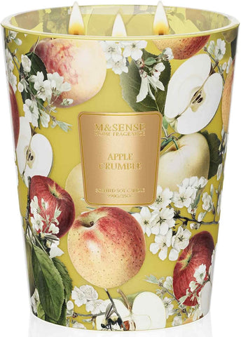 M&SENSE Apple Crumble Soy Candle, 35oz 3-Wick, Autumn Thanksgiving Candles