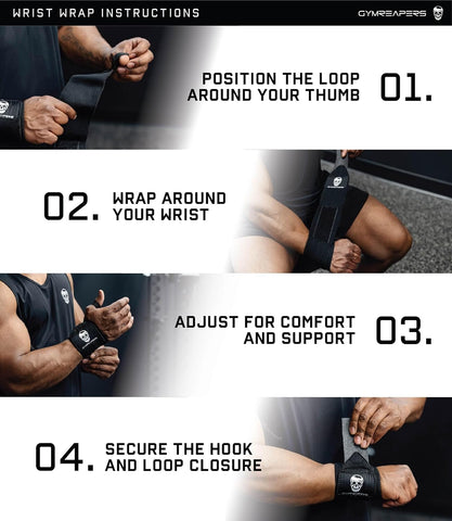 Gymreapers Weightlifting Wrist Wraps (IPF Approved) Professional Quality Wrist Support with Heavy Duty Thumb Loop - Best Wrap for Powerlifting Competition, Strength Training, Bodybuilding