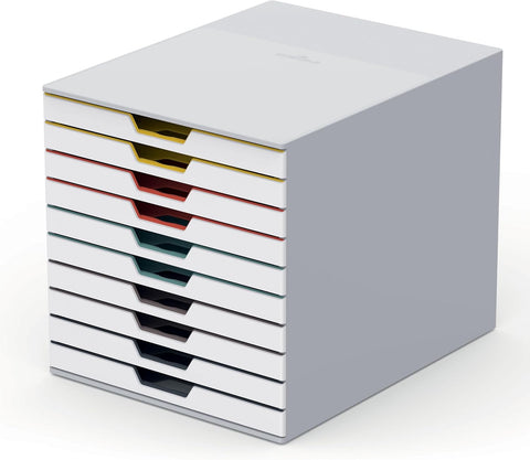 Durable, Varicolor Drawer Organizer, 10 Color Coded Drawers, White