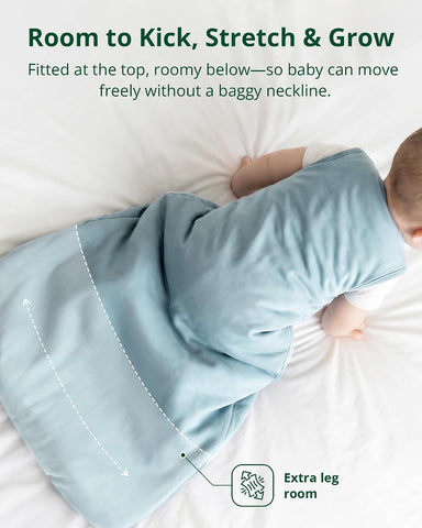 Soft Bamboo Viscose Baby Sleep Sack, 1.0 TOG Baby Sleeping Bag 2 Pack, Cozy Baby Wearable Blanket 2-Way Zipper