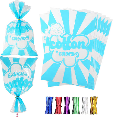 25 Pcs Cotton Candy Bags with Ties, 11.5 x 18.5 Inches