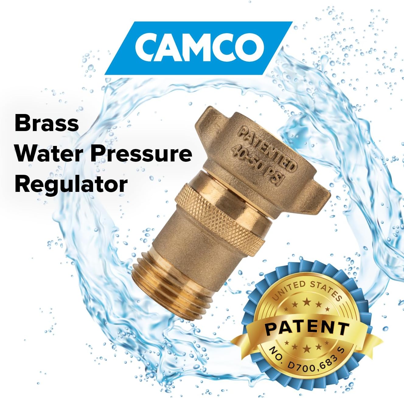 Camco Brass Marine/RV Water Pressure Regulator - Drinking Water Safe