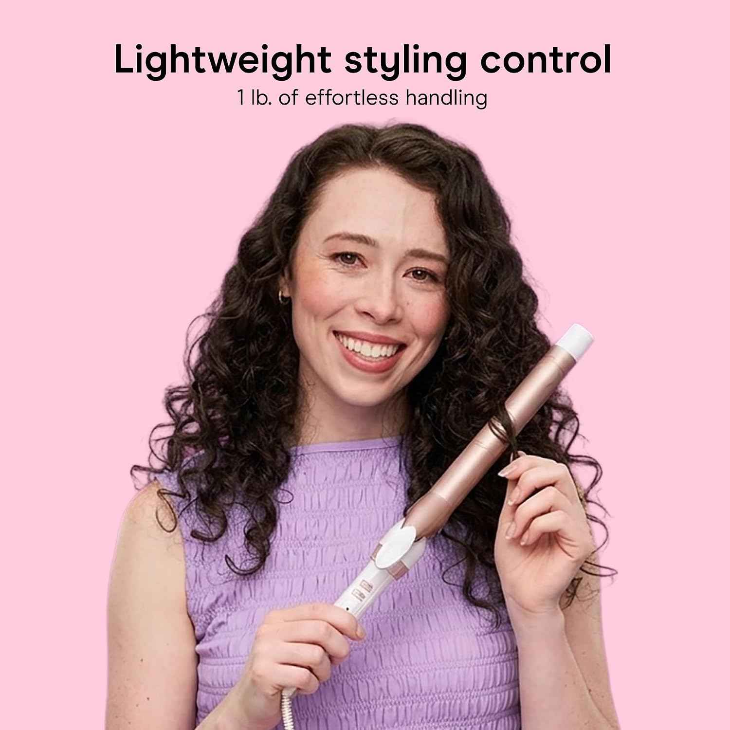 Conair Extra Long Curling Iron, Double Ceramic, 1", White/Rose Gold | Extra-long 7.5" hair curler and hair waver for every hair type with 30 heat settings, built-in heat protection, and auto-off