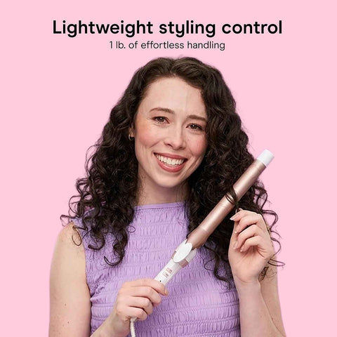 Conair Extra Long Curling Iron, Double Ceramic, 1", White/Rose Gold | Extra-long 7.5" hair curler and hair waver for every hair type with 30 heat settings, built-in heat protection, and auto-off