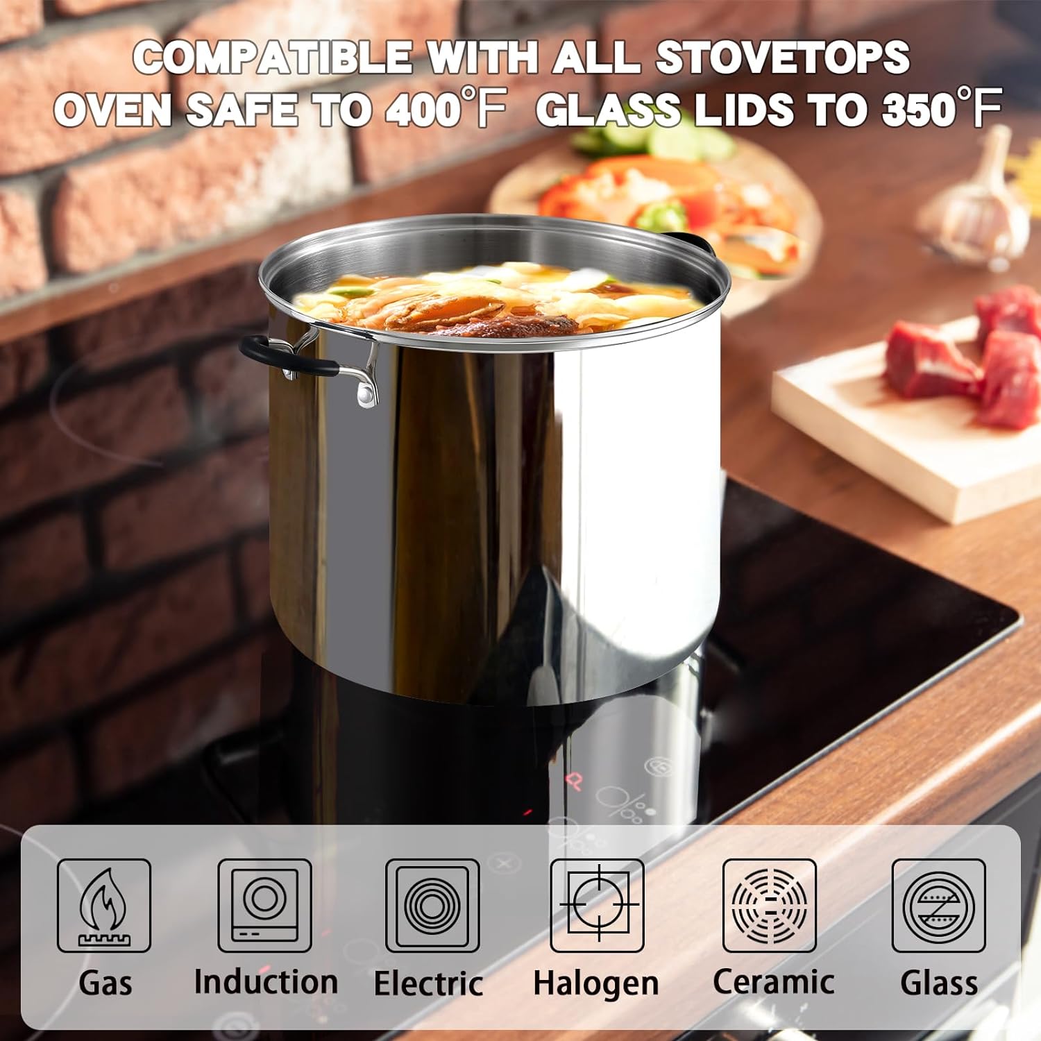 Cook N Home Professional 20 Quart Stainless Steel Stock Pot with Lid