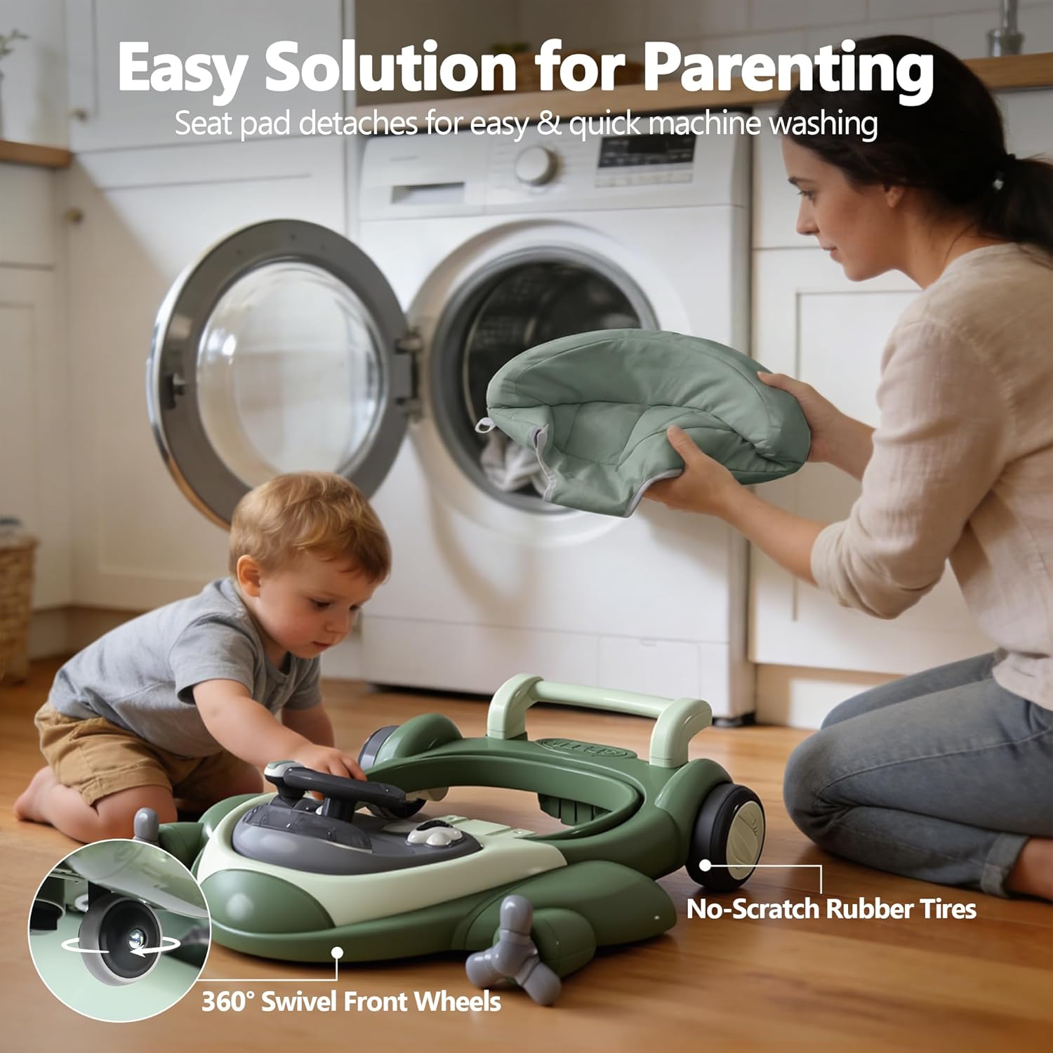 Kinder King 8-in-1 Baby Walker with Music & Lights, 3 Level Height Adjust
