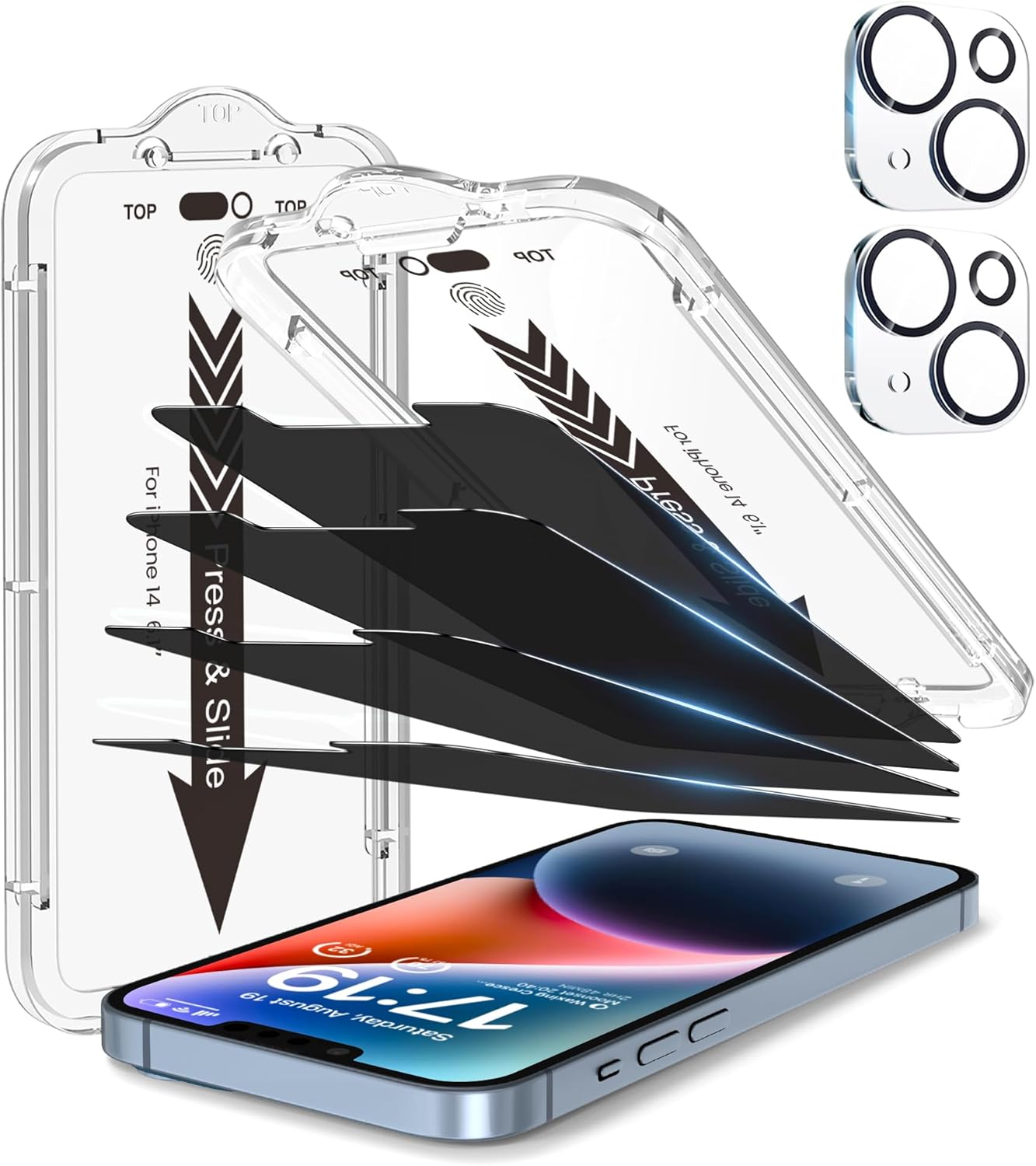 EZ-GLAZ-4+2 Pack for iPhone 14 Privacy Screen Protector (6.1")