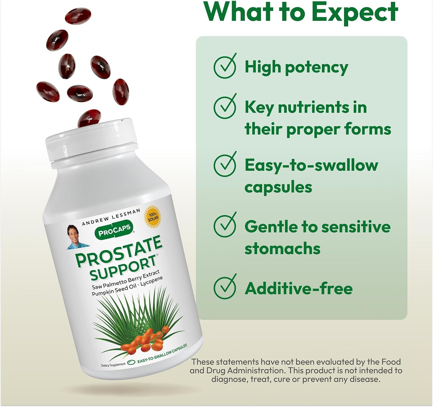ANDREW LESSMAN Prostate Support Saw Palmetto Supplement, 180 Softgels