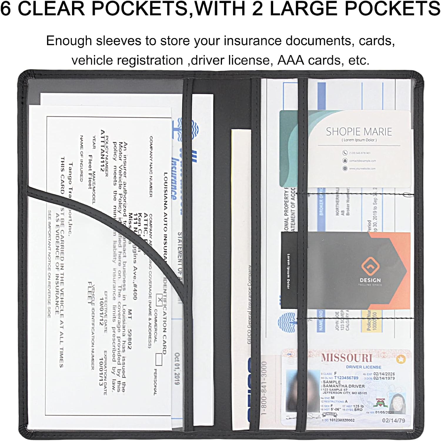 LumiMokki Premium Car Registration & Insurance Card Holder, Black