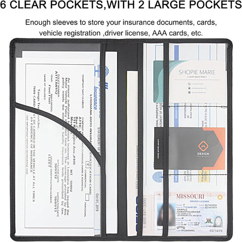 LumiMokki Premium Car Registration & Insurance Card Holder, Black