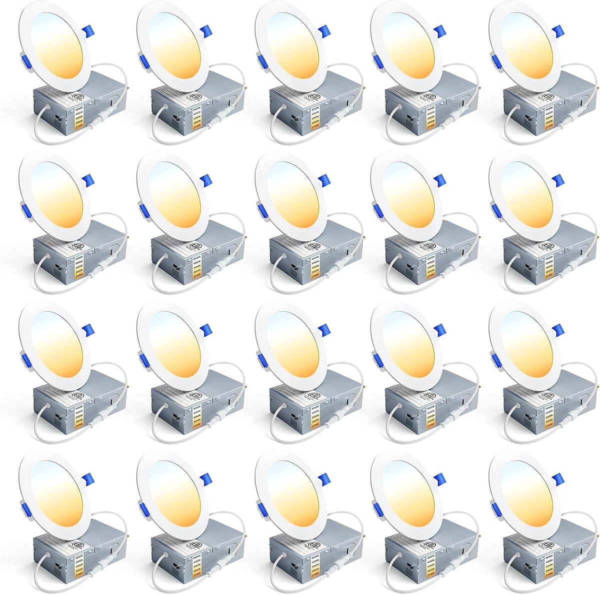 Ensenior 20 Pack 4 Inch LED Recessed Light, 5CCT Dimmable Canless Wafer