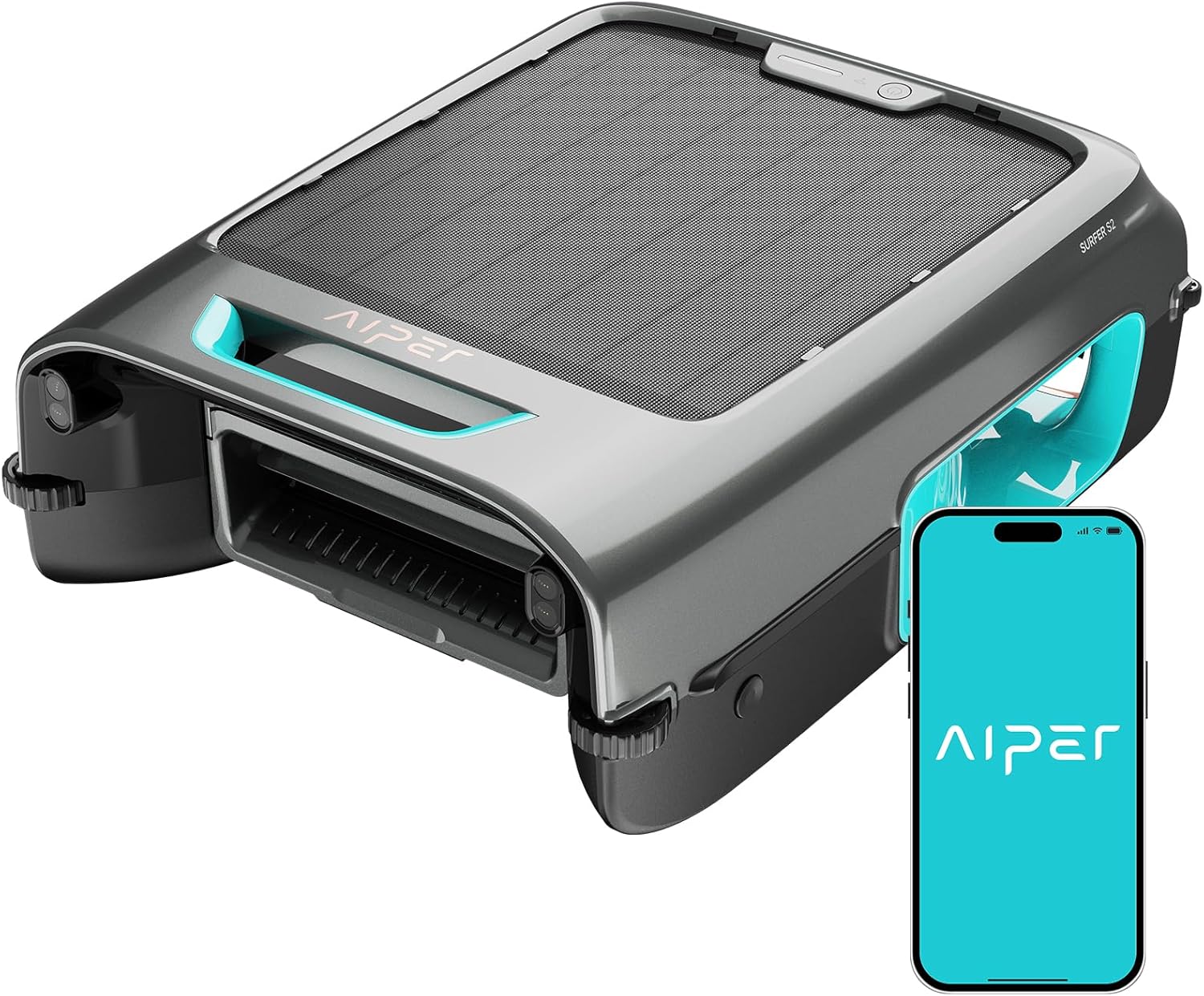 AIPER EcoSurfer S2 24/7 Solar Pool Skimmer Robot with App Support, Blue