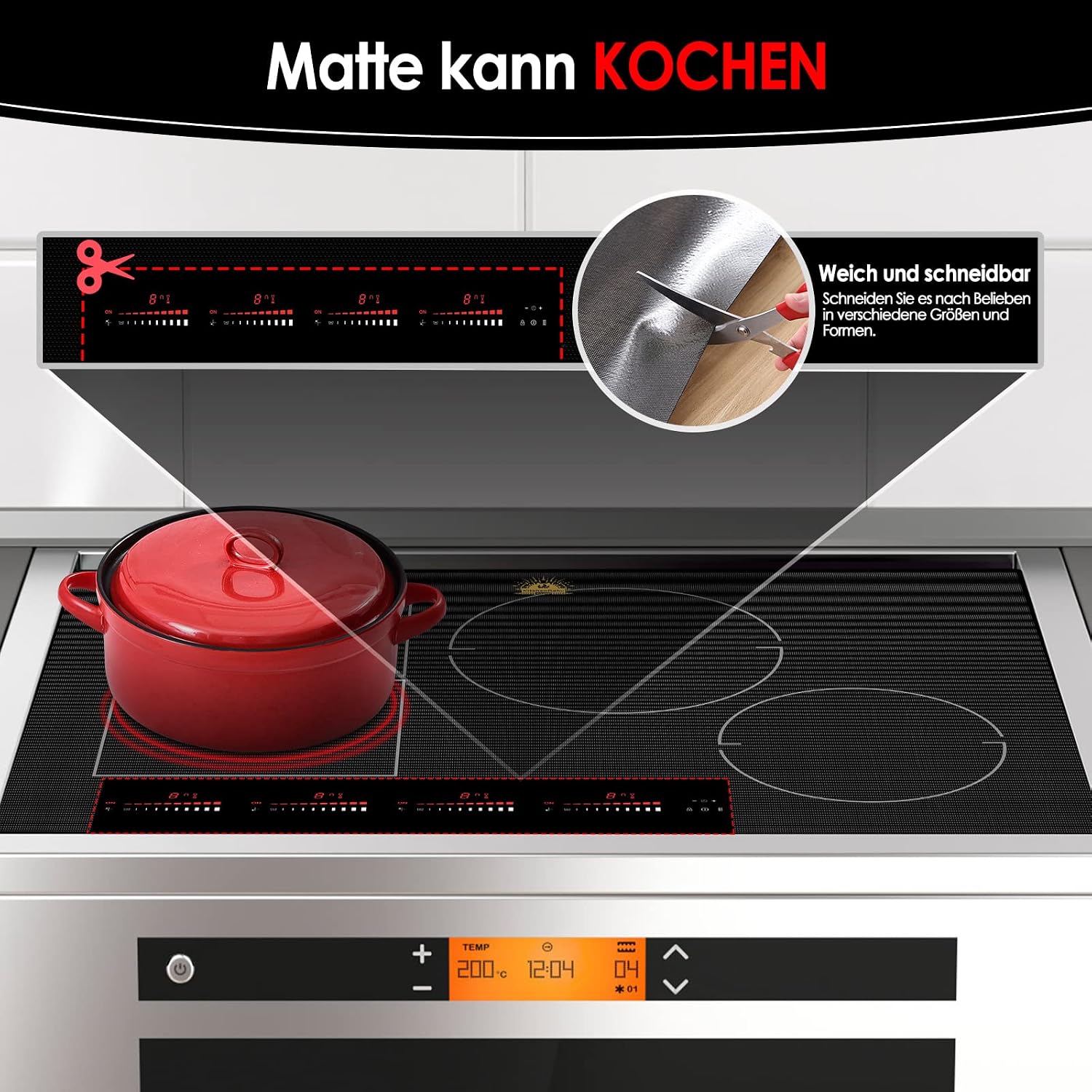 KitchenRaku Translucent Induction Cooktop Protector Mat, 20.8 x 24 in