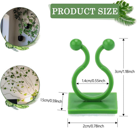 Tmofs 100Pcs Plant Climbing Wall Fixture Clips,Plant Fixer Invisible Wall Vines Fixing Clips Self-Adhesive Clips Plant Vine Traction for Indoor Outdoor Decoration and Cable Wire Fixing (Green)