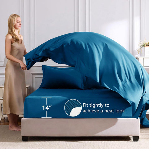 CozyLux King Size Comforter Set Teal - 7 Pieces Complete Bedding Set