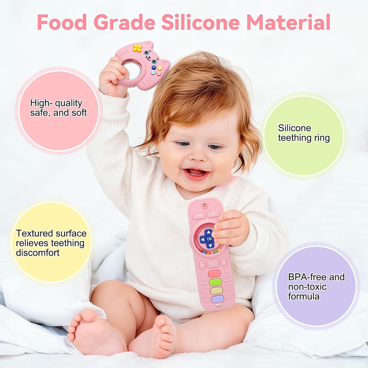 Baby Rattles Teething Toys for Babies 3-6 Months - Remote Design.