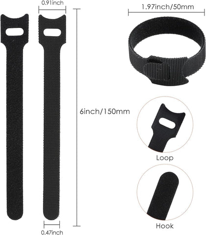 MVYC 120PCS 6 Inch Reusable Cable Ties Wire Ties Cord Organizer Cable Organizer Adjustable Management Black (Pack of 2)