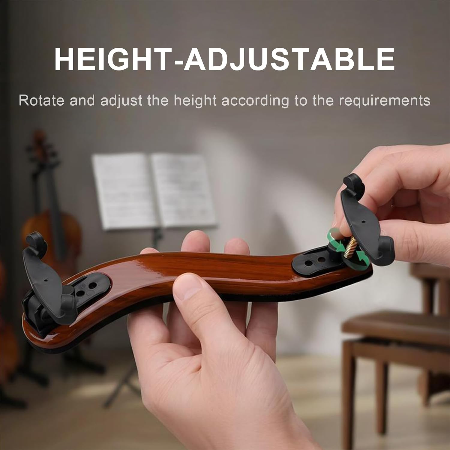 NANYI Violin Shoulder Rest for 4/4 and 3/4 with Collapsible and Height Adjustable Feet, Imitation wood grain. (Pack of 2)