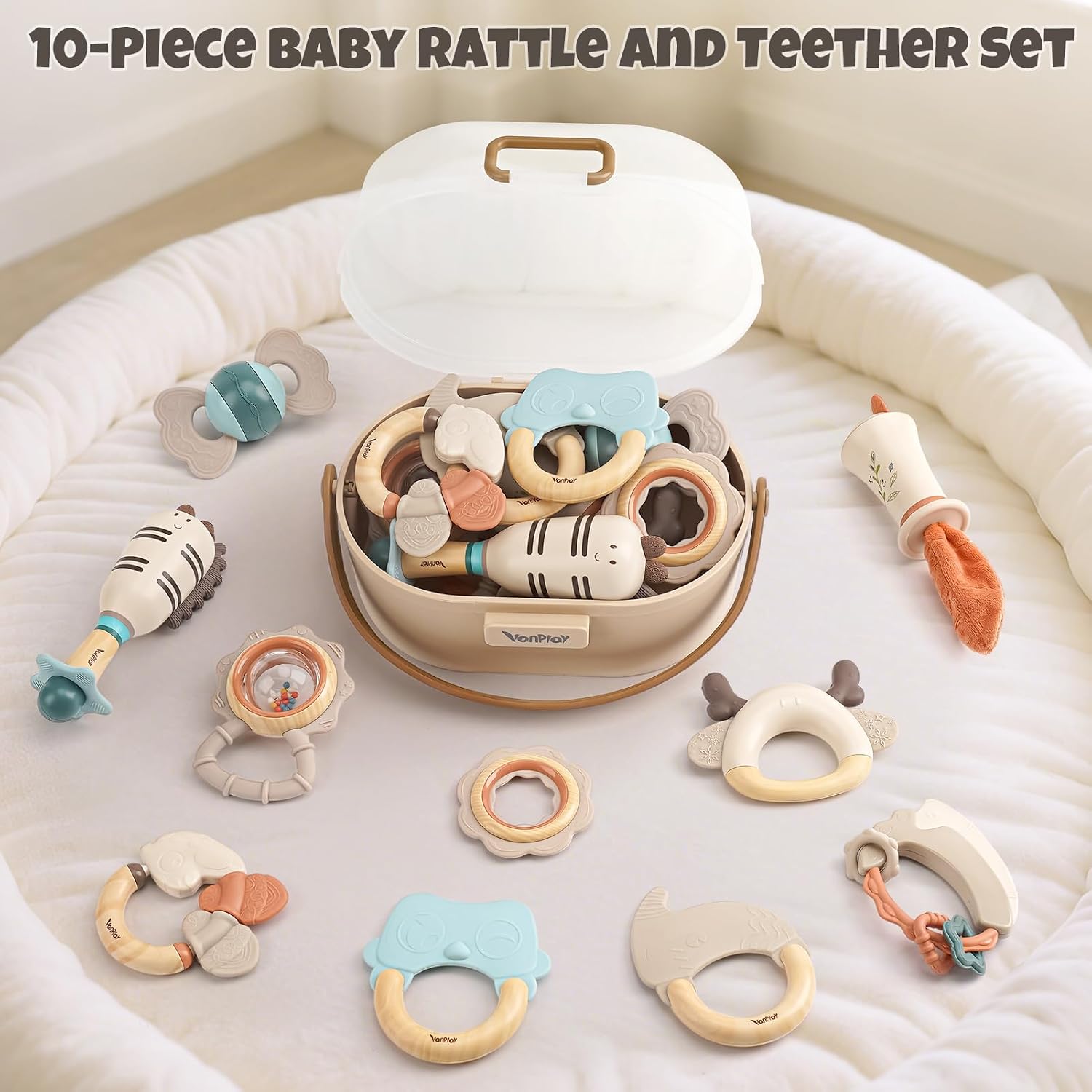 Baby Rattles & Teethers Set, Baby Toys 0-6 Months, Teething Toys 3-6 Months