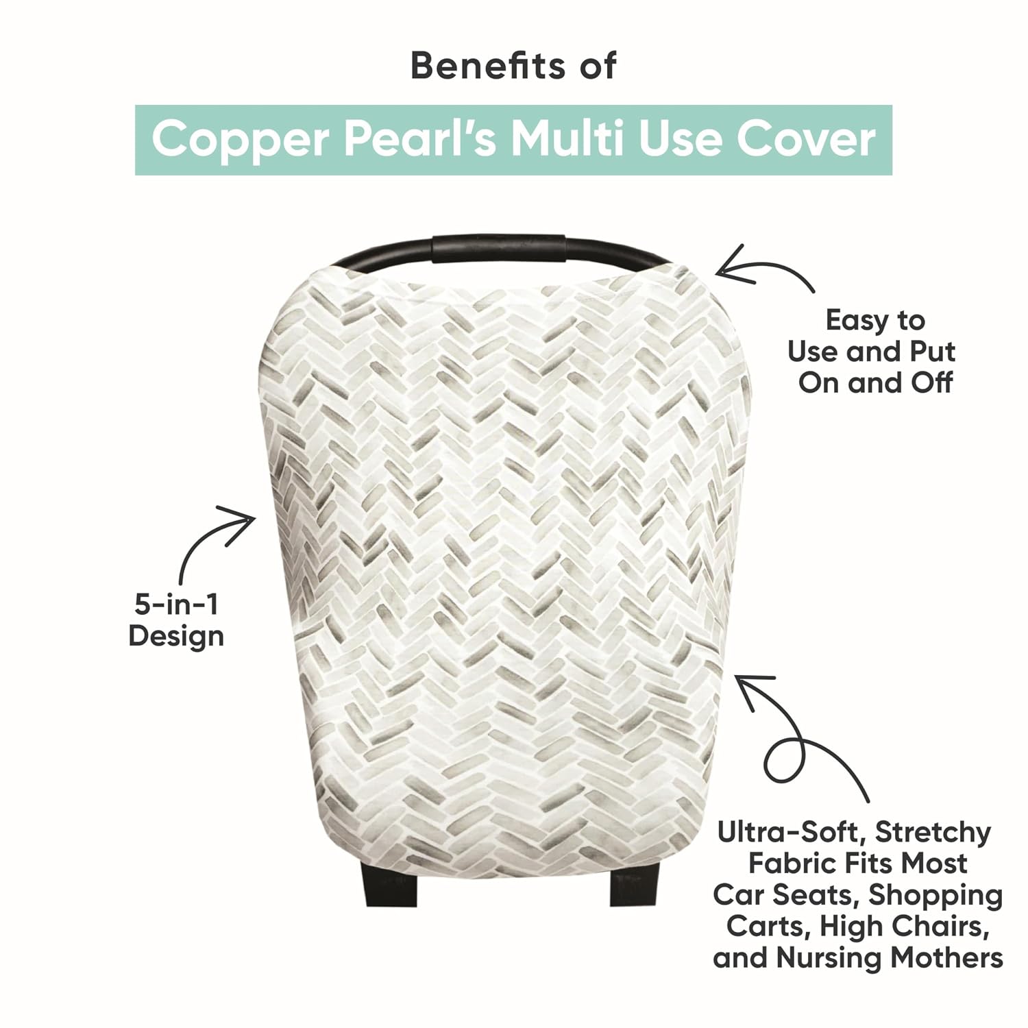 Copper Pearl Nursing Cover for Breastfeeding – Multi-Use Baby Car Seat Canopy, Stroller Shade & Breast Feeding Wrap for Women, Stretchy Breathable Carseat Shawl for Boy or Girl, Bison