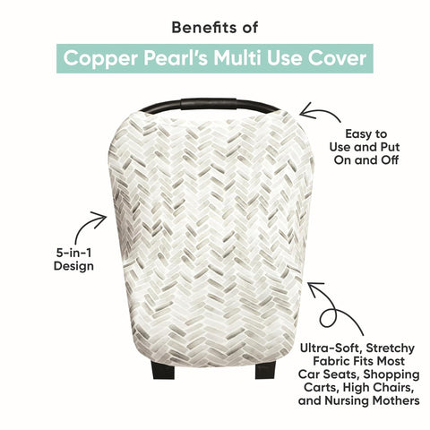 Copper Pearl Nursing Cover for Breastfeeding – Multi-Use Baby Car Seat Canopy, Stroller Shade & Breast Feeding Wrap for Women, Stretchy Breathable Carseat Shawl for Boy or Girl, Bison
