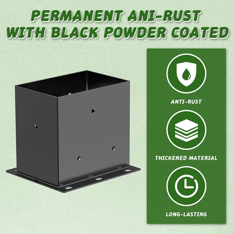 2 Pcs 4"x 6" Post Base Brackets(Acturl Fit 3.6"x5.6") Post