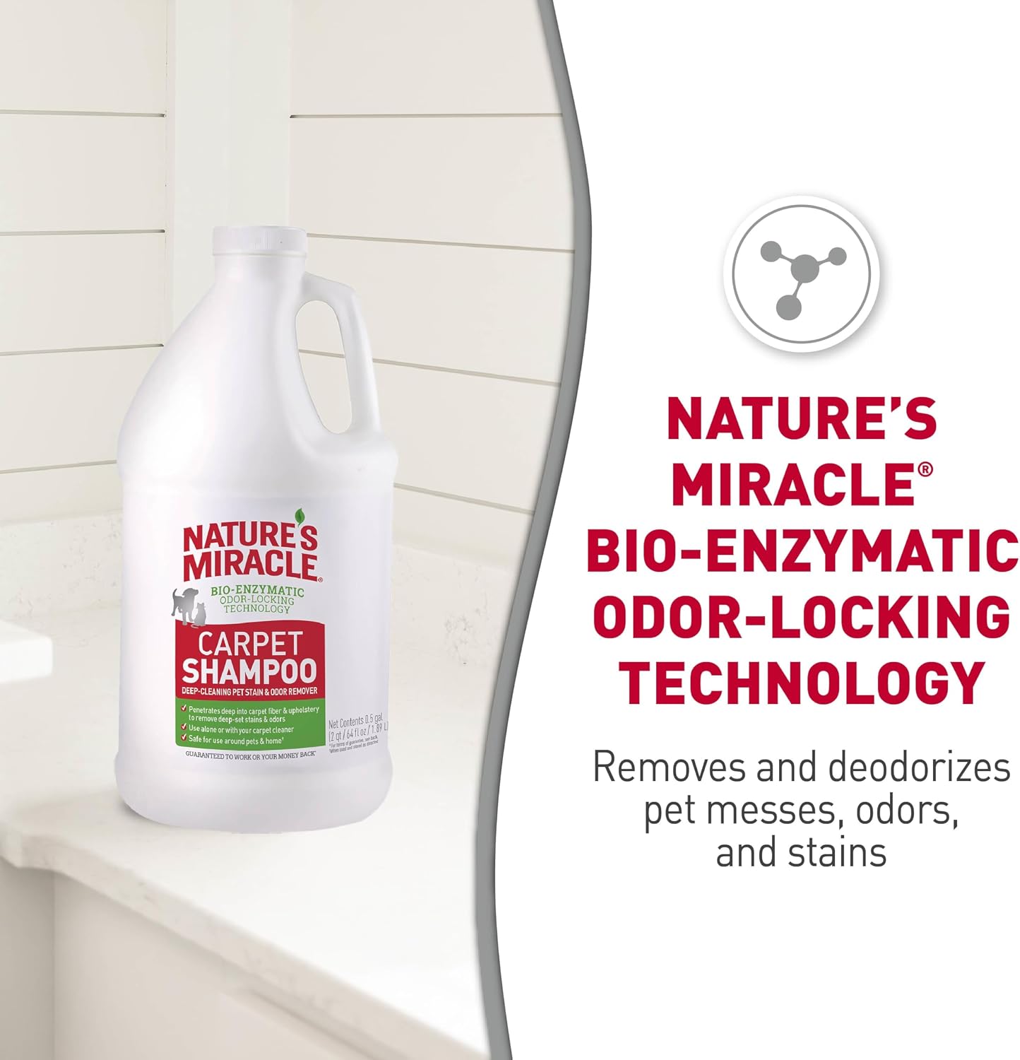 Nature's Miracle Carpet Shampoo Pet Stain & Odor Remover, 64 oz