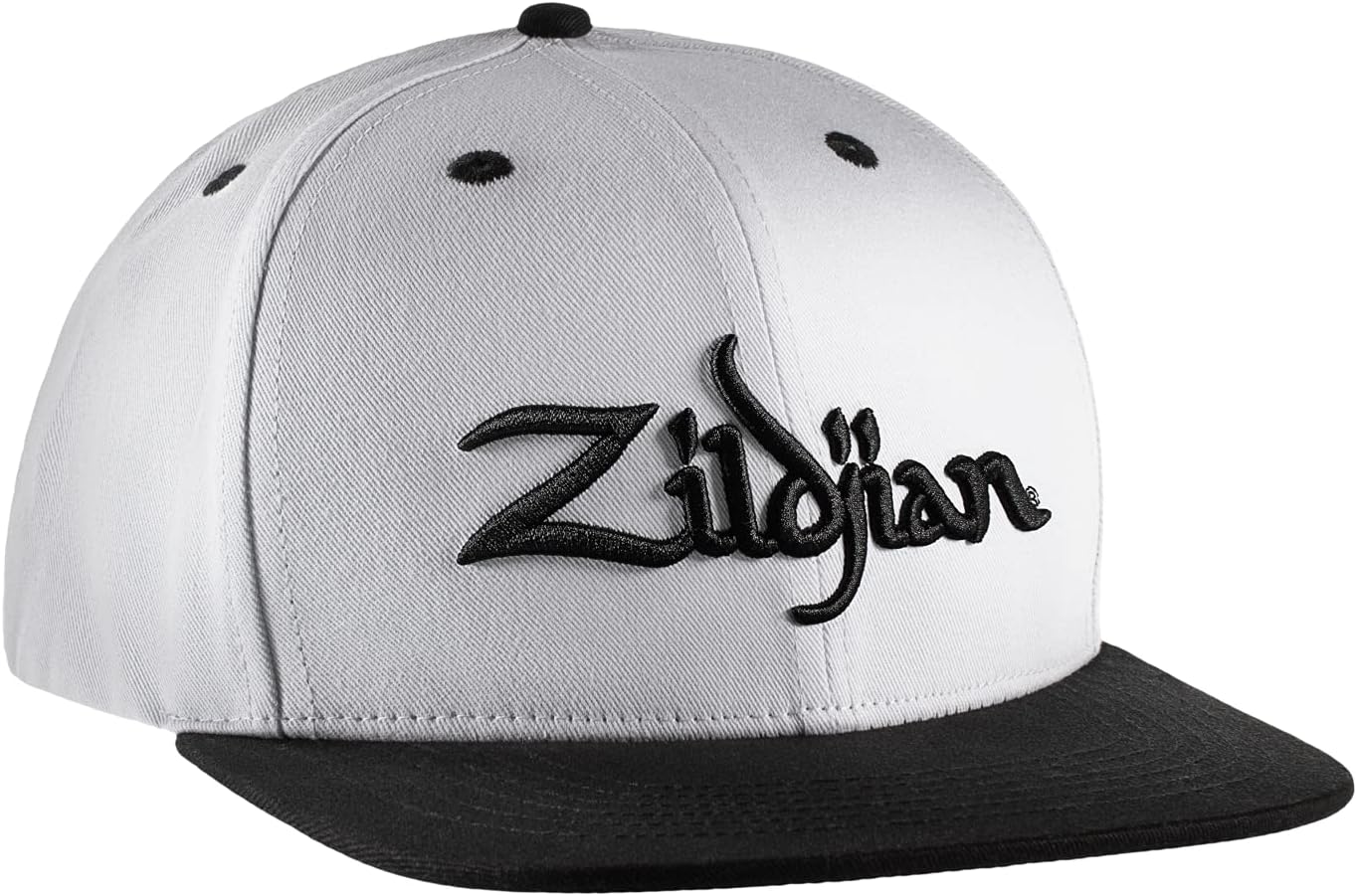 Avedis Zildjian Company Zildjian White 6 Panel Snapback Hat, One-Size Fits Most Adults