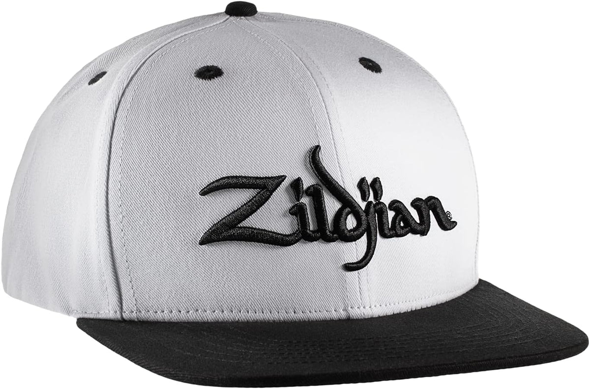 Avedis Zildjian Company Zildjian White 6 Panel Snapback Hat, One-Size Fits Most Adults