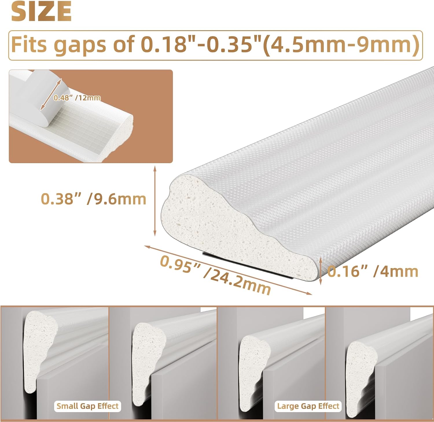 Kneelisa 118” Wedge-Shape Foam Window Weather Stripping Door Seal