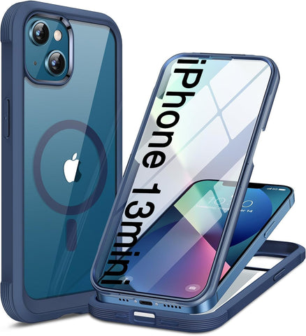 Miracase for iPhone 13 mini Case 5.4",Built-in Screen Protector,Dark Blue