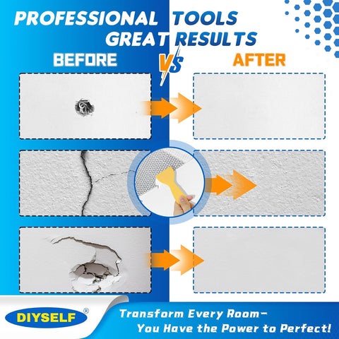DIYSELF 21 Pack Drywall Repair Kit, 14 Mesh Patches, Wall Patch Repair Kit