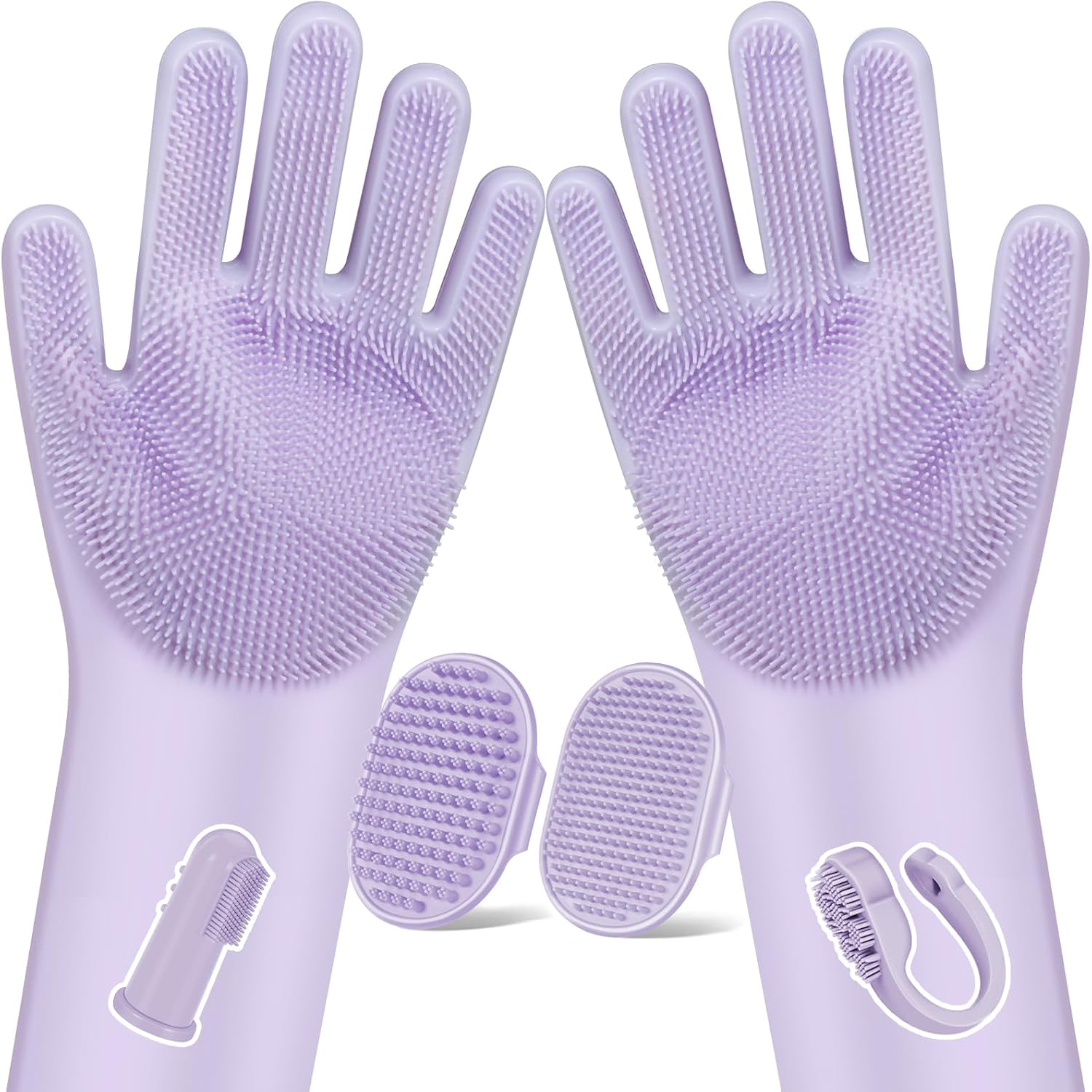 Augwind 6PCS Grooming & Bath Supplies for Dogs, Cats | Dog Washing Gloves | Dog Bath Brush | Dog Shower Brush | Pet Grooming Gloves | Dog Grooming kit | Pet Supplies for Showerhead & Sprayer (Purple)