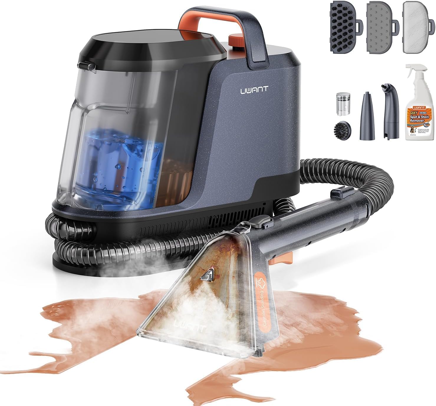 Uwant Carpet Cleaner Machine with Steam&Hot&Cold Water Models 18Kpa Powerful Suction Upholstery Cleaner Machine with Pet Pro Cleaner for Pets, Carpet Steam Cleaner Set of 1