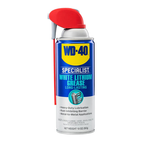 WD-40 Specialist White Lithium Grease Spray with SMART STRAW SPRAYS 2 WAYS, 10 OZ